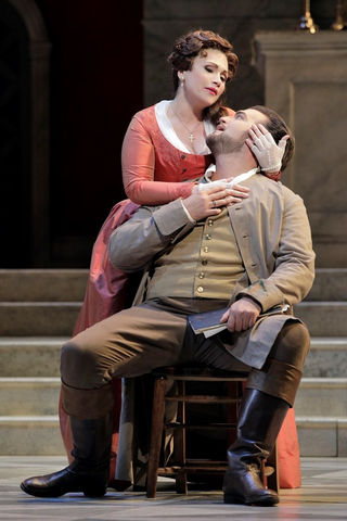 Carmen Giannattasio as Tosca and Brian Jagde as Cavaradossi in Puccini's "Tosca." Photo: Cory Weaver/San Francisco Opera