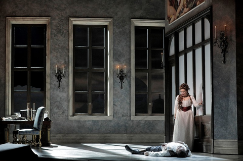 Carmen Giannattasio as Tosca and Scott Hendricks as Scarpia in Puccini's "Tosca." Photo: Cory Weaver/San Francisco Opera