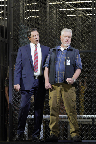 Greer Grimsley as Don Pizarro and James Creswell as Rocco in Beethoven's "Fidelio." Photo: Cory Weaver/San Francisco Opera