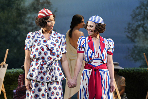 Nicole Cabell as Fiordiligi and Irene Roberts as Dorabella in Mozart's "Così fan tutte." Photo: Cory Weaver/San Francisco Opera