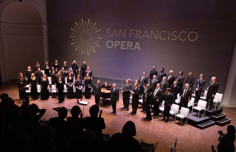 San Francisco Opera Associate Chorus Master Fabrizio Corona and Chorus Director Ian Robertson bowing with the San Francisco Opera Chorus at "San Francisco Opera Chorus in Concert," December 11, 2021. Photo: Matthew Washburn/San Francisco Opera