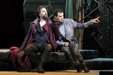 Etienne Dupuis as Don Giovanni and Luca Pisaroni as Leporello in Mozart's "Don Giovanni." Photo: Cory Weaver/San Francisco Opera