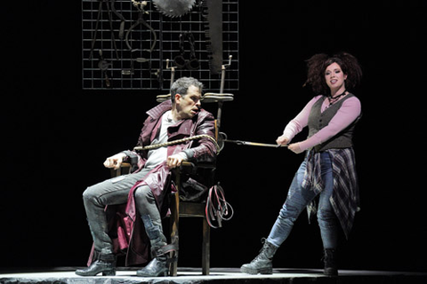 Luca Pisaroni as Leporello and Christina Gansch as Zerlina in Mozart's "Don Giovanni." Photo: Cory Weaver/San Francisco Opera