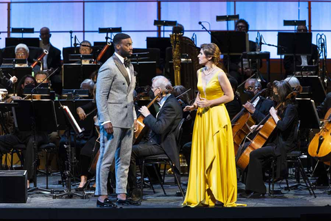 "Eun Sun Kim Conducts Verdi" with Soloman Howard and Nicole Car. Photo: Drew Altizer