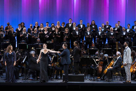 "Eun Sun Kim Conducts Verdi" with Mikayla Sager, Nicole Car, Etienne Dupuis, Eun Sun Kim, Soloman Howard and the San Francisco Opera Orchestra and Chorus. Photo: Drew Altizer