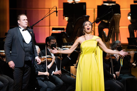 Lucas Meachem and Nadine Sierra at "Opera Ball: The Centennial Celebration." Photo: Kristen Loken/San Francisco Opera