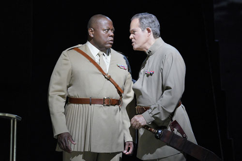 Alfred Walker as Enobarbus and Gerald Finley as Antony in John Adams' "Antony and Cleopatra." Photo: Cory Weaver/San Francisco Opera