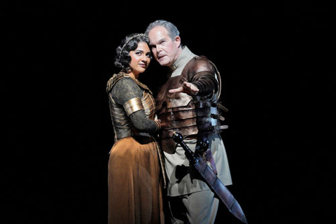 Amina Edris and Gerald Finley in the title roles of John Adams' "Antony and Cleopatra." Photo: Cory Weaver/San Francisco Opera