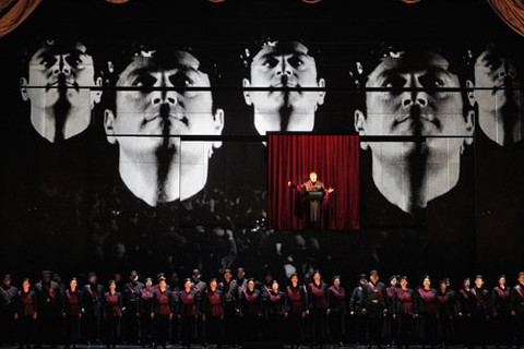 Paul Appleby as Caesar with the San Francisco Opera Chorus in John Adams' "Antony and Cleopatra." Photo: Cory Weaver/San Francisco Opera