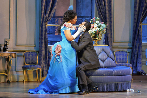 Pretty Yende as Violetta and Jonathan Tetelman as Alfredo in Verdi's "La Traviata." Photo: Cory Weaver/San Francisco Opera