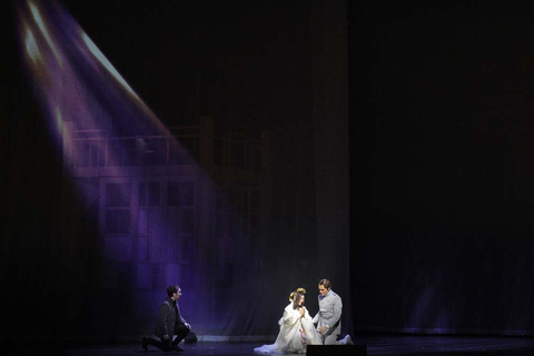 John Charles Quimpo as Adult Trouble, Karah Son as Cio-Cio-San, and Michael Fabiano as Pinkerton in Puccini's "Madame Butterfly." Photo: Cory Weaver/San Francisco Opera