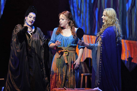 Linda Watson as the Nurse, Nina Stemme as the Dyer's Wife, and Camilla Nylund as the Empress in Strauss and Hofmannsthal's "Die Frau ohne Schatten." Photo: Cory Weaver/San Francisco Opera