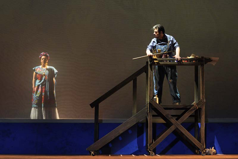 Daniela Mack as Frida Kahlo and Alfredo Daza as Diego Rivera in Gabriela Lena Frank and Nilo Cruz's "El último sueño de Frida y Diego." Photo: Cory Weaver/San Francisco Opera