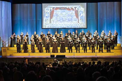 San Francisco Opera's "100th Anniversary Concert" with Eun Sun Kim conducting the San Francisco Opera Chorus in the prologue from Boito's "Mefistofele." Photo: Drew Altizer Photography