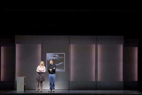 Sasha Cooke as Laurene Powell Jobs and John Moore as Steve Jobs in Mason Bates and Mark Campbell's "The (R)evolution of Steve Jobs." Photo: Cory Weaver/San Francisco Opera