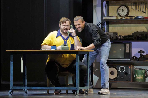 Bille Bruley as Steve Wozniak and John Moore as Steve Jobs in Mason Bates and Mark Campbell's "The (R)evolution of Steve Jobs." Photo: Cory Weaver/San Francisco Opera