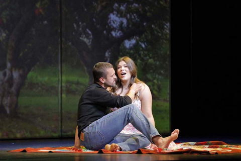 John Moore as Steve Jobs and Olivia Smith as Chrisann Brennan in Mason Bates and Mark Campbell's "The (R)evolution of Steve Jobs." Photo: Cory Weaver/San Francisco Opera