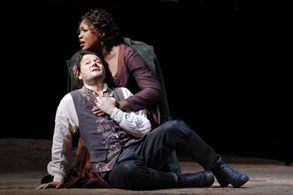 Angel Blue as Leonora and Arturo Chacón-Cruz as Manrico in Verdi's "Il Trovatore." Photo: Cory Weaver/San Francisco Opera