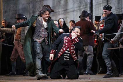 Arturo Chacón-Cruz as Manrico and George Petean as Count di Luna in Verdi's "Il Trovatore." Photo: Cory Weaver/San Francisco Opera