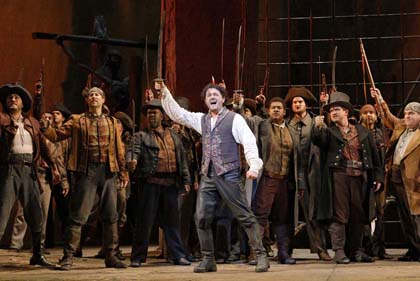 Arturo Chacón-Cruz as Manrico with members of the San Francisco Opera Chorus in Verdi's "Il Trovatore." Photo: Cory Weaver/San Francisco Opera