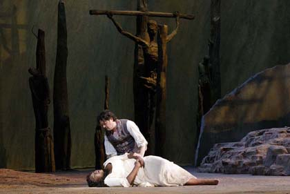 Arturo Chacón-Cruz as Manrico and Angel Blue as Leonora in Verdi's "Il Trovatore." Photo: Cory Weaver/San Francisco Opera