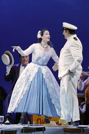 Slávka Zámečníková as Adina and David Bizic as Belcore in Donizetti's "The Elixir of Love." Photo: Cory Weaver/San Francisco Opera