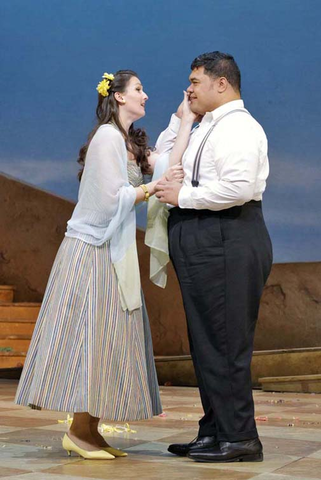 Slávka Zámečníková as Adina and Pene Pati as Nemorino in Donizetti's "The Elixir of Love." Photo: Cory Weaver/San Francisco Opera