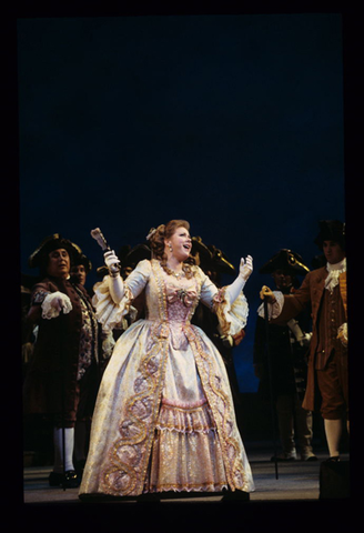 Ruth Ann Swenson (Manon), Ensemble, Manon, Jules Massenet. San Francisco Opera, 1998-99. Photographer: Marty Sohl/San Francisco Opera.