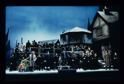 Ensemble, Peter Grimes, Benjamin Britten. San Francisco Opera, 1998-99. Photographer: Marty Sohl/San Francisco Opera.