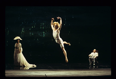 Celia Fushille-Burke (Tadzio's mother), Christopher Newnam (Tadzio), Kenneth Riegel (Gustav von Aschenbach), Death in Venice, Benjamin Britten. San Francisco Opera, 1997-98. Photographer: Marty Sohl/San Francisco Opera.