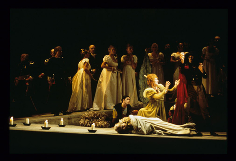 Ensemble, Hamlet, Ambroise Thomas. San Francisco Opera, 1996-97. Photographer: Ron Scherl/San Francisco Opera.