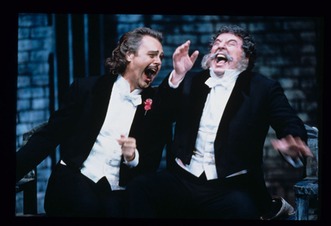 Theodore Baerg (Eisenstein), Peter Strummer (Frank), Die Fledermaus, Johann Strauss, Jr.. San Francisco Opera, 1996-97. Photographer: Ron Scherl/San Francisco Opera.