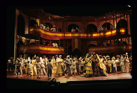 Ensemble, Carmen, Georges Bizet. San Francisco Opera, 1996-97. Photographer: Marty Sohl/San Francisco Opera.