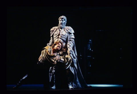 Victor von Halem (The Commendatore), Samuel Ramey (Don Giovanni), Don Giovanni, Wolfgang Amadeus Mozart. San Francisco Opera, 1995-96. Photographer: Marty Sohl/San Francisco Opera.