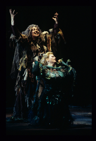 Felicity Palmer (Jezibaba), Renée Fleming (Rusalka), Rusalka, Antonín Dvořák. San Francisco Opera, 1995-96. Photographer: Marty Sohl/San Francisco Opera.