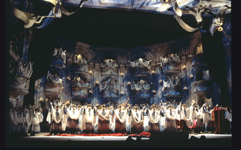 Chorus, Mefistofele, Arrigo Boito. San Francisco Opera, 1994-95. Photographer: Marty Sohl/San Francisco Opera.