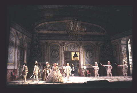 Christine Schäfer (Sophie), Frederica von Stade (Octavian), Ensemble, Der Rosenkavalier, Richard Strauss. San Francisco Opera, 1992-93. Photographer: Marty Sohl/San Francisco Opera.