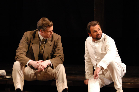 John Hancock (Sharpless), Sergej Larin (Pinkerton), Madama Butterfly, Giacomo Puccini. San Francisco Opera, 2002-03. Photographer: Larry Merkle/San Francisco Opera.