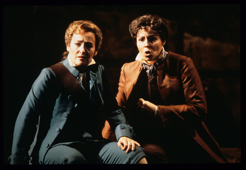 Frederica von Stade (Sesto), Susan Graham (Annio), La Clemenza di Tito, Wolfgang Amadeus Mozart. San Francisco Opera, 1993-94. Photographer: Marty Sohl/San Francisco Opera.