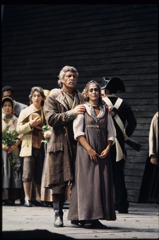 Hans Tschammer (Rocco), Ann Panagulias (Marzelline), Ensemble, Fidelio, Ludwig van Beethoven. San Francisco Opera, 1992-93. Photographer: Marty Sohl/San Francisco Opera.