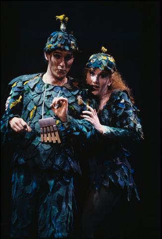 Michael Kraus (Papageno), Laura Claycomb (Papagena), Die Zauberflöte, Wolfgang Amadeus Mozart. San Francisco Opera, 1990-91. Photographer: Marty Sohl/San Francisco Opera.