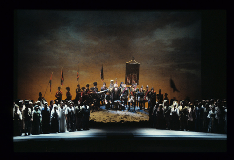 Paul Plishka (Field Marshal Kutuzov), Ensemble, War and Peace, Sergei Prokofiev. San Francisco Opera, 1991-92. Photographer: Marty Sohl/San Francisco Opera.