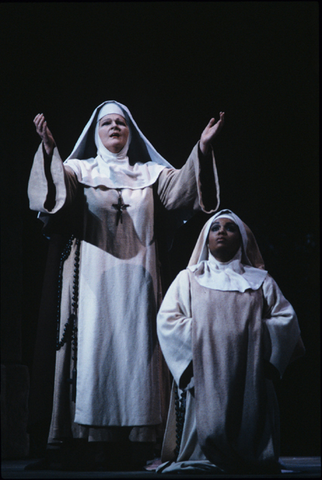 Heather Begg (The Abbess), Leona Mitchell (Sister Angelica), Suor Angelica, Giacomo Puccini. San Francisco Opera, 1990-91. Photographer: Larry Merkle/San Francisco Opera.