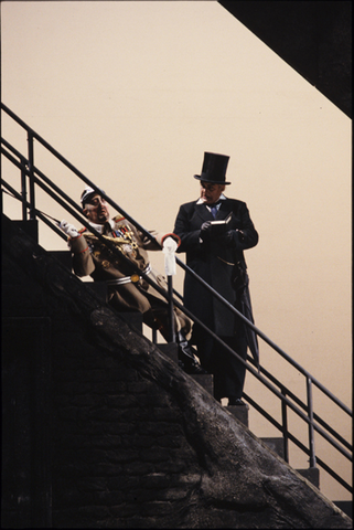 Stuart Kale (The Captain), Siegfried Vogel (The Doctor), Wozzeck, Alban Berg. San Francisco Opera, 1990-91. Photographer: Marty Sohl/San Francisco Opera.