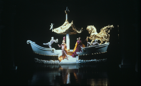 Jeffrey Gall (Ruggiero), Kathleen Kuhlmann (Alcina), Supernumeraries, Orlando Furioso, Antonio Vivaldi. San Francisco Opera, 1989-90. Photographer: Ron Scherl/San Francisco Opera.