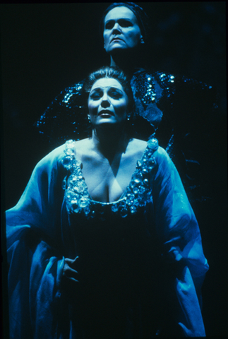 Anja Silja (The Nurse), Mary Jane Johnson (The Empress), Die Frau ohne Schatten, Richard Strauss. San Francisco Opera, 1989-90. Photographer: Ron Scherl/San Francisco Opera.