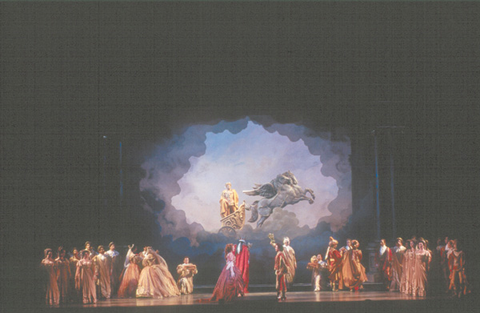 Todd Geer (Apollo), Ensemble, Semele, George Frideric Handel. San Francisco Opera, 2000-01. Photographer: Ken Friedman/San Francisco Opera.