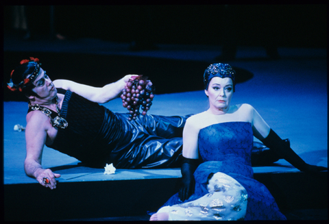 James King (Herod), Gwyneth Jones (Salome), Salome, Richard Strauss. San Francisco Opera, 1987-88. Photographer: Ron Scherl/San Francisco Opera.