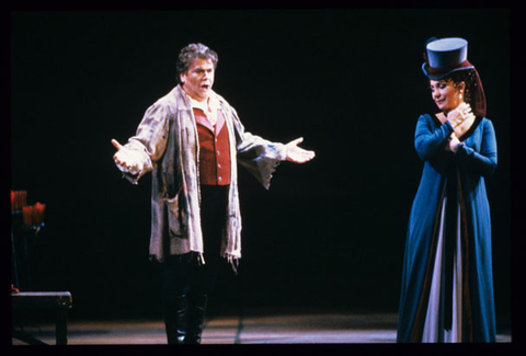 Ermanno Mauro (Cavaradossi), Olivia Stapp (Tosca), Tosca, Giacomo Puccini. San Francisco Opera, 1987-88. Photographer: Ron Scherl/San Francisco Opera.