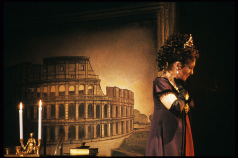 Olivia Stapp (Tosca), Tosca, Giacomo Puccini. San Francisco Opera, 1987-88. Photographer: Ron Scherl/San Francisco Opera.